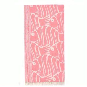 La Jolla Cove Pink 100% Turkish Cotton Beach Bath Towels - Fish